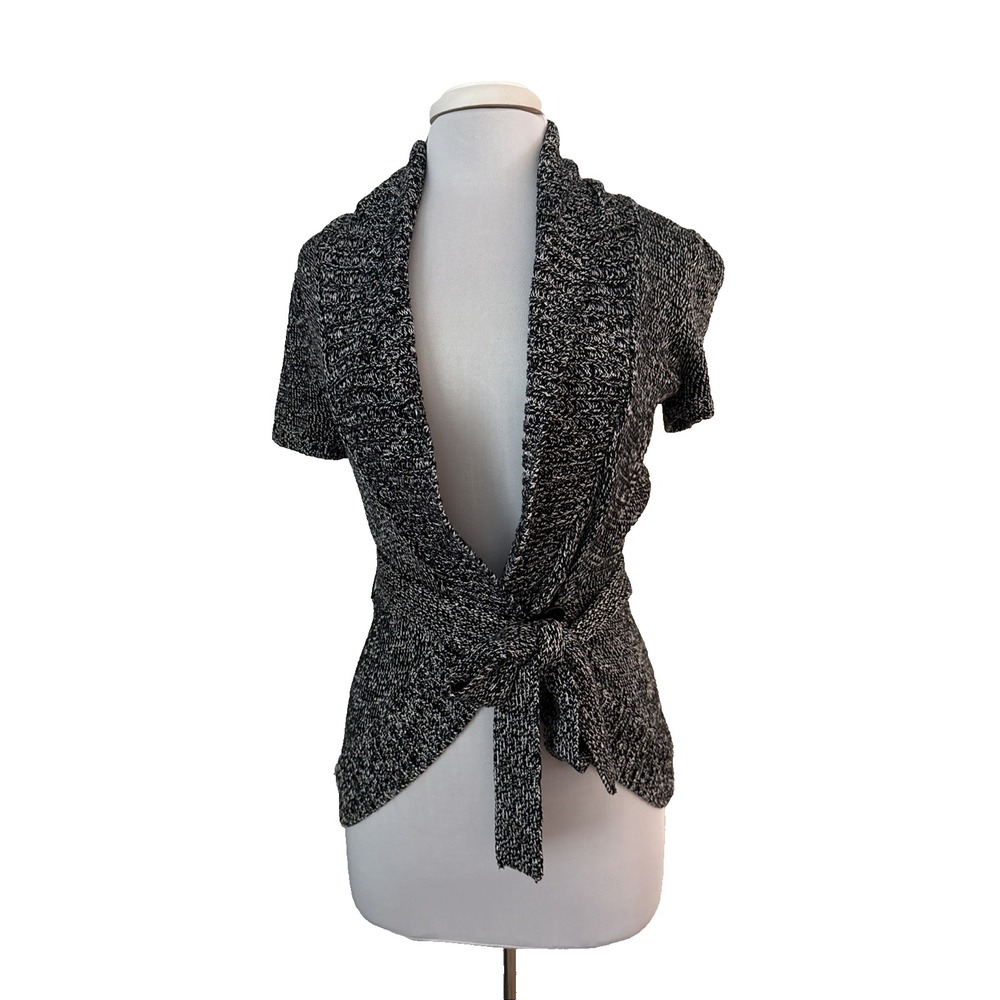 INC Silk Blend Short Sleeve Wrap Cardigan Sweater S Quiet Luxury Office Siren